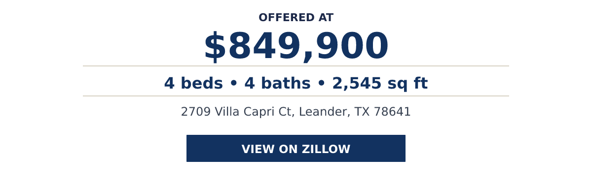 2709 Villa Capri Ct, Leander, TX 78641 - 4 beds • 4 baths • 2,545 sq ft