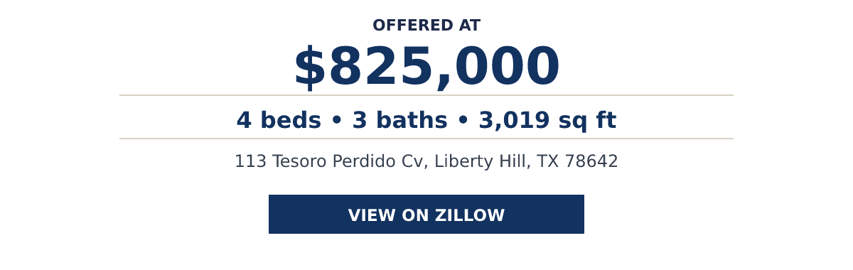 113 Tesoro Perdido Cv, Liberty Hill, TX 78642 - 4 beds • 3 baths • 3,019 sq ft