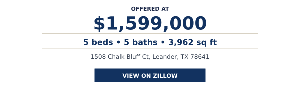 1508 Chalk Bluff Ct, Leander, TX 78641 - 5 beds • 5 baths • 3,962 sq ft