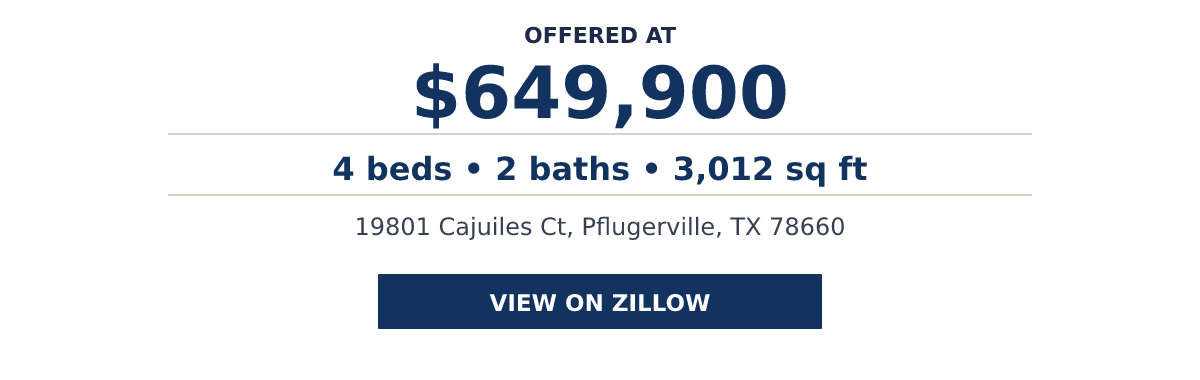 19801 Cajuiles Ct, Pflugerville, TX 78660 - 4 beds โข 2 baths โข 3,012 sq ft