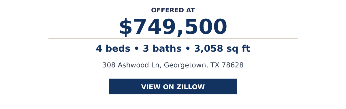 308 Ashwood Ln, Georgetown, TX 78628 - 4 beds • 3 baths • 3,058 sq ft