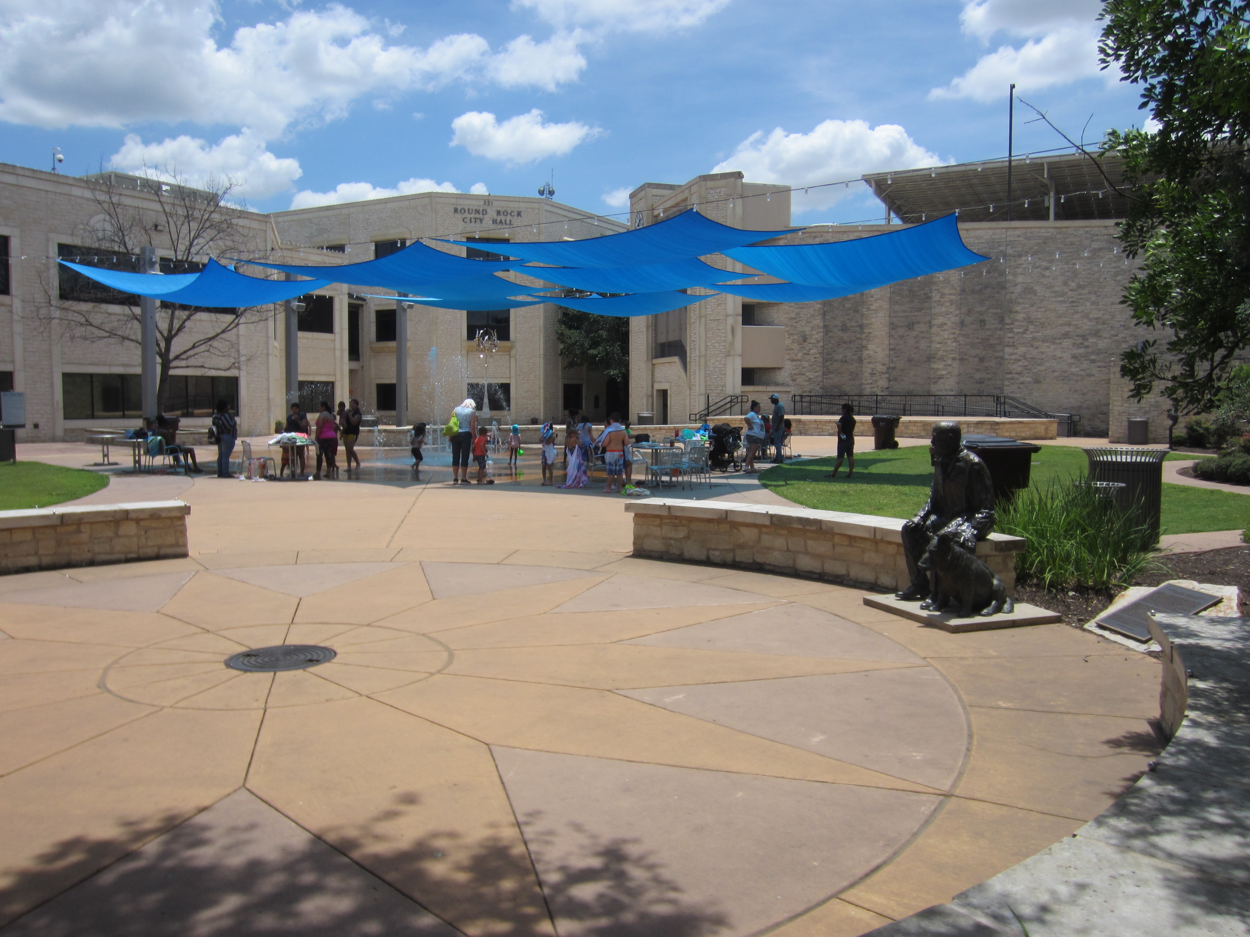 Downtown Round Rock plaza outside City Hall.